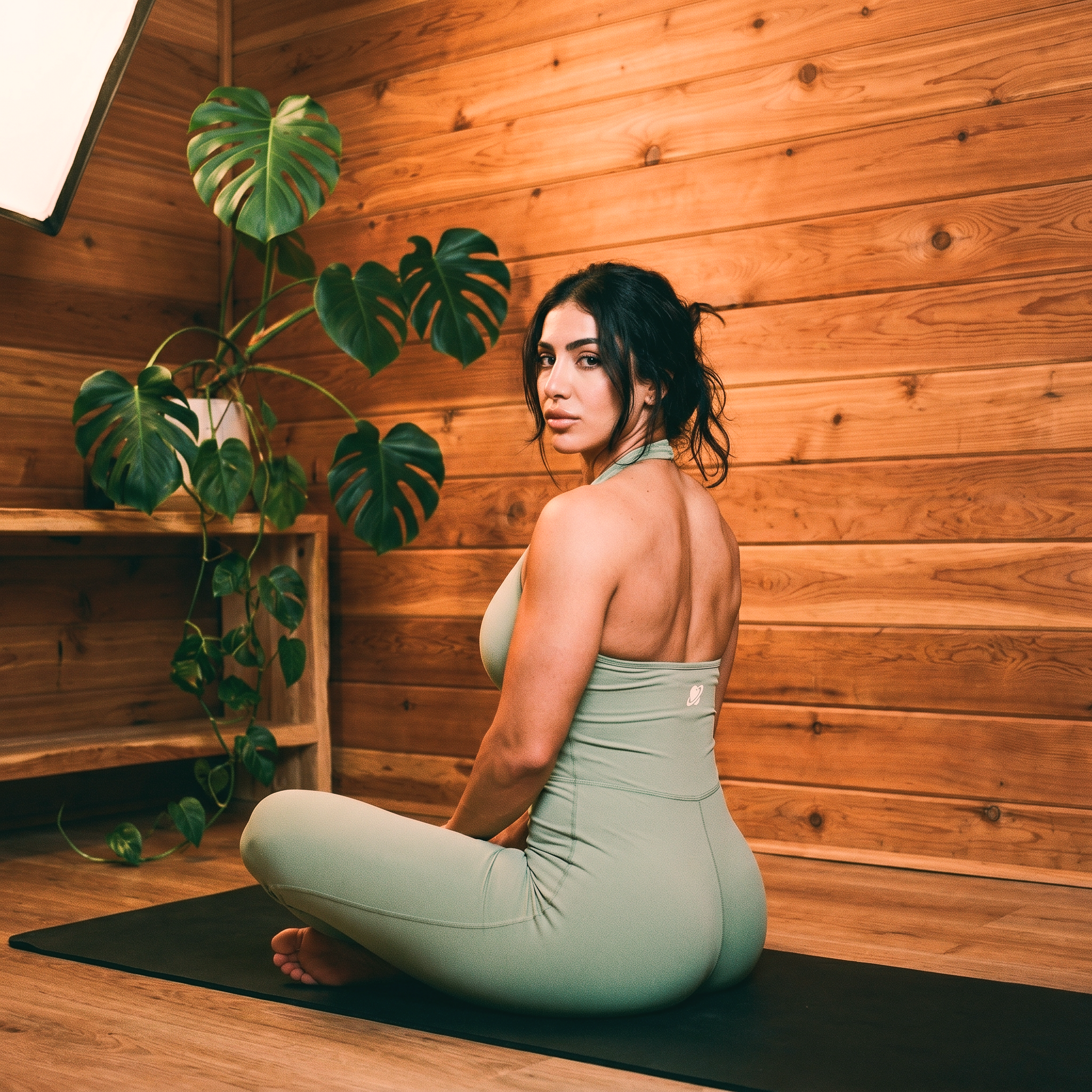 Orbital Archive Halter Flared Jumpsuit - Wide Leg Yoga Jumpsuit, Backless Athleisure One Piece, Flare Leg Bodysuit, Women's Workout Romper