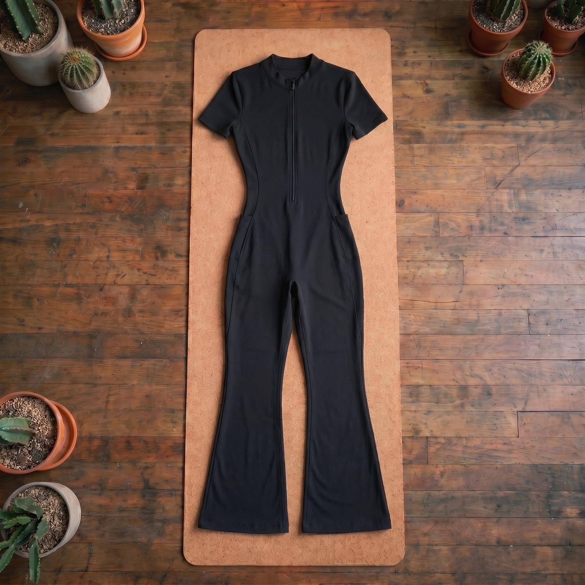 Orbital Archive Women's Tight Flared Leg Quarter-Zip Jumpsuit