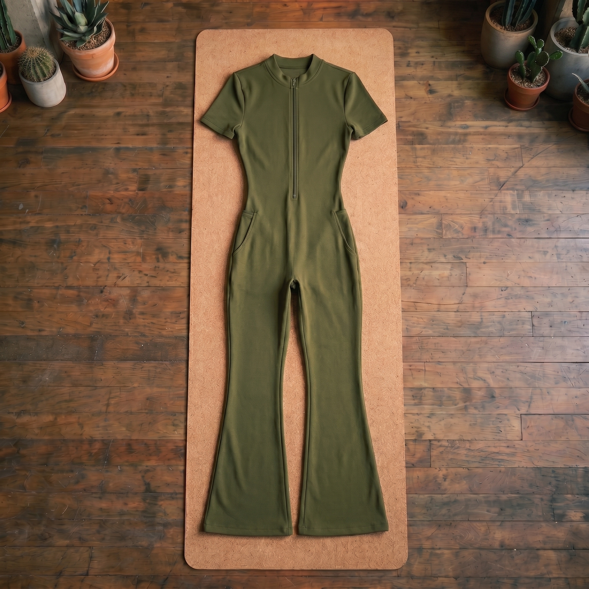 Orbital Archive Women's Tight Flared Leg Quarter-Zip Jumpsuit