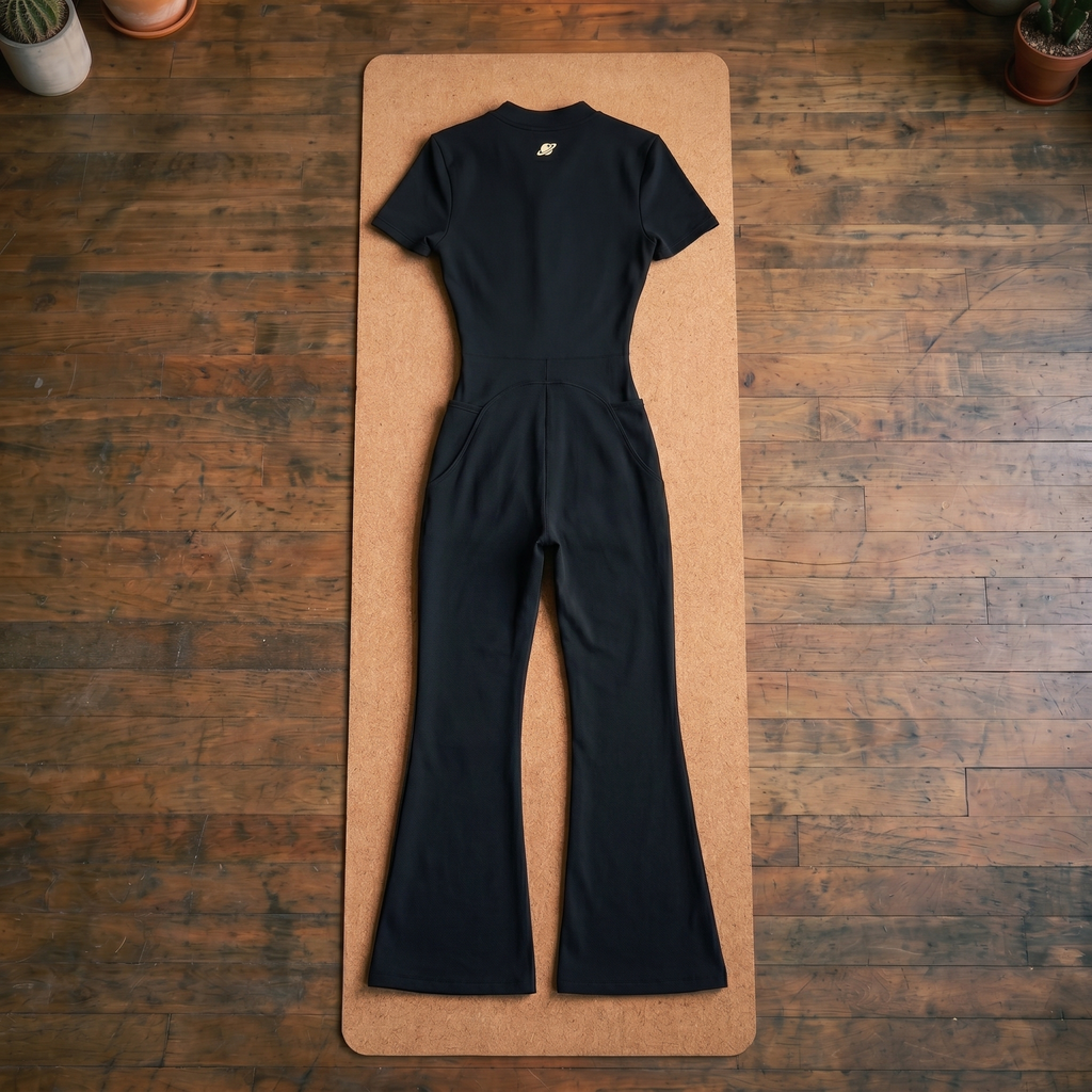 Orbital Archive Women's Tight Flared Leg Quarter-Zip Jumpsuit