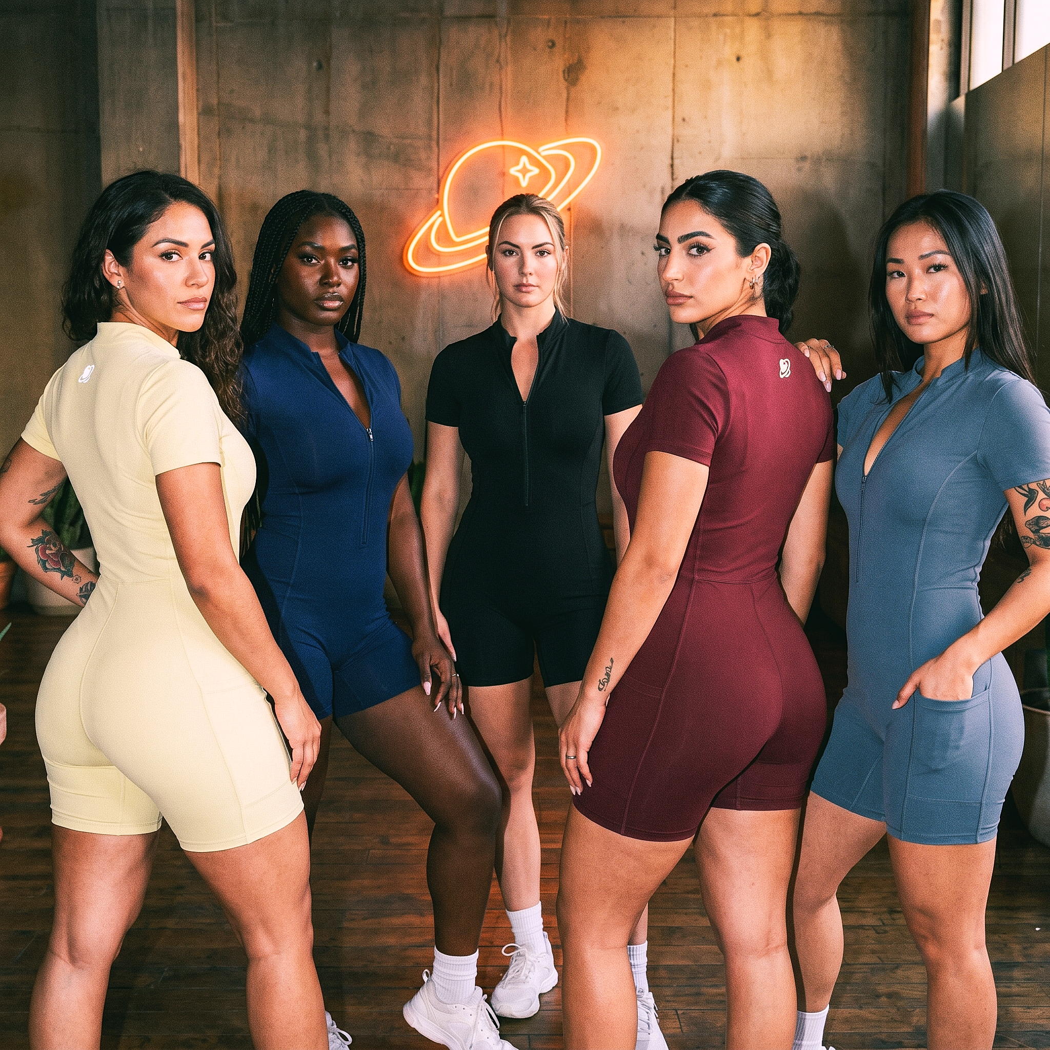 Orbital Archive Quarter Zip Romper - Biker Short Unitard, Short Sleeve Activewear Jumpsuit, Spandex Bodysuit with Pockets, Workout Bodycon