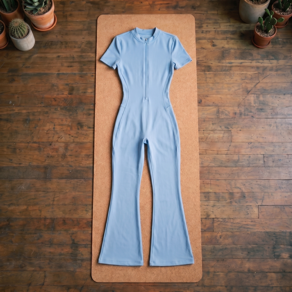 Orbital Archive Women's Tight Flared Leg Quarter-Zip Jumpsuit