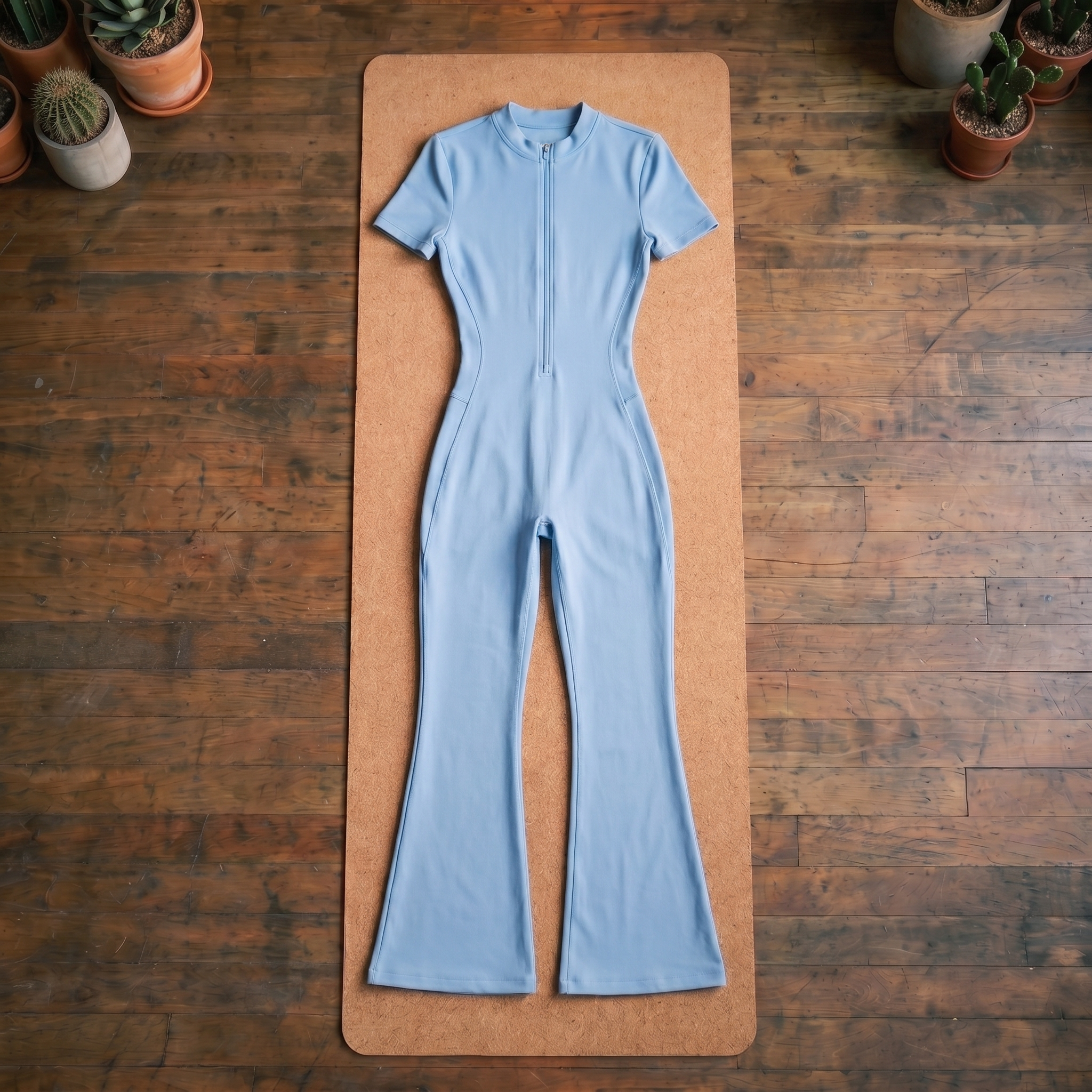 Orbital Archive Women's Tight Flared Leg Quarter-Zip Jumpsuit