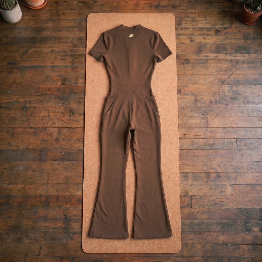 Orbital Archive Women's Tight Flared Leg Quarter-Zip Jumpsuit