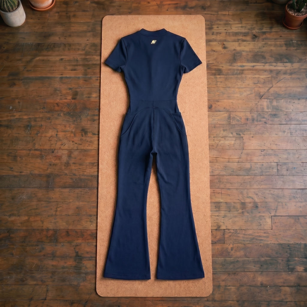 Orbital Archive Women's Tight Flared Leg Quarter-Zip Jumpsuit