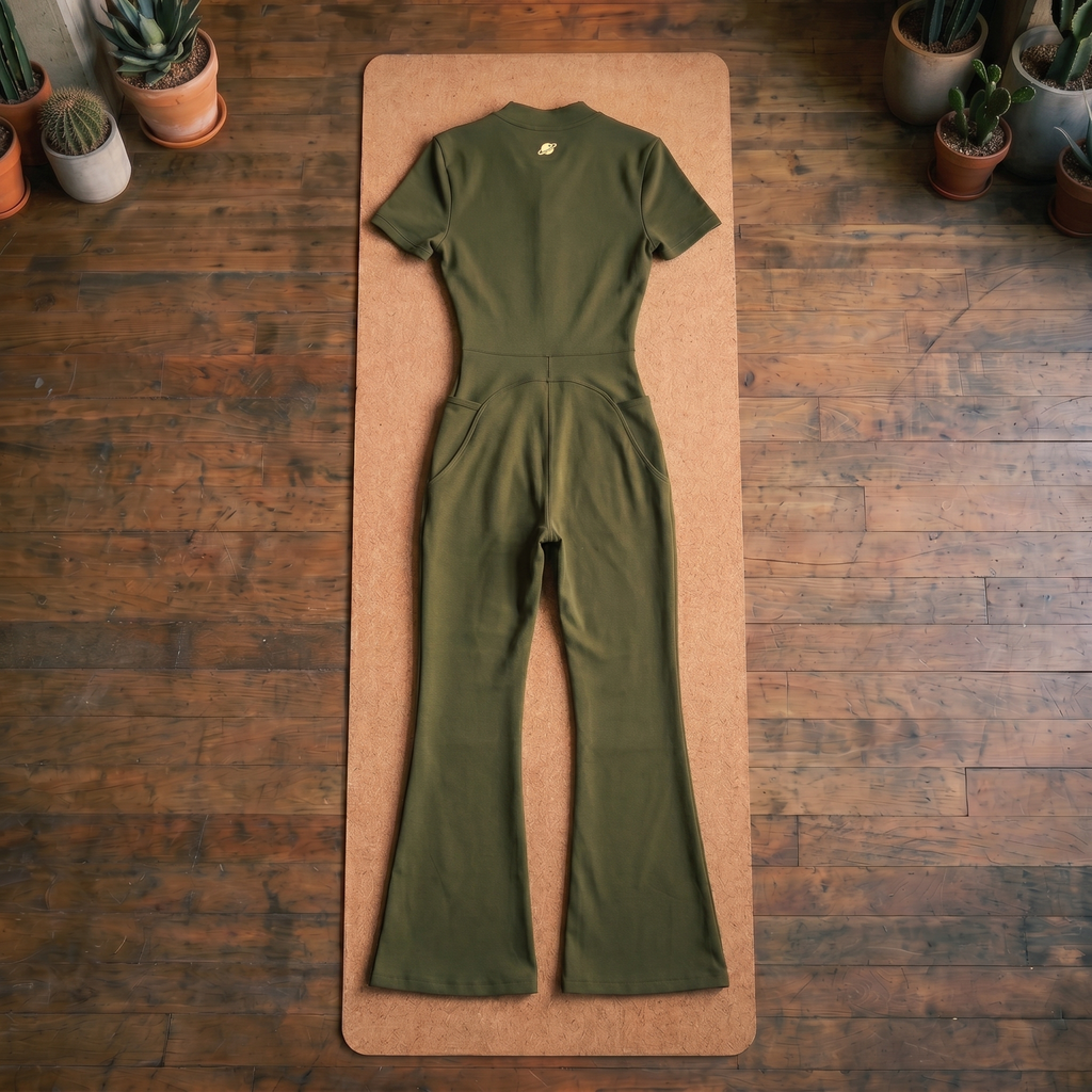 Orbital Archive Women's Tight Flared Leg Quarter-Zip Jumpsuit