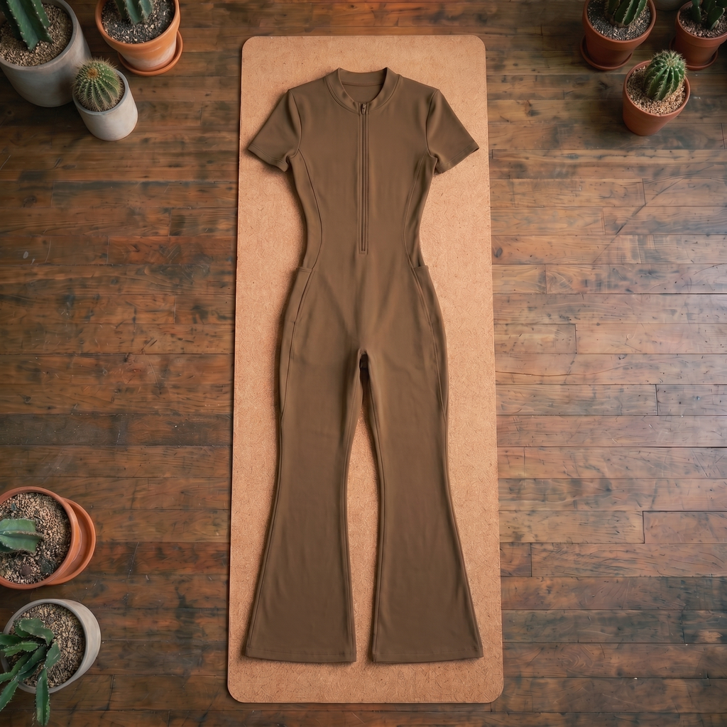 Orbital Archive Women's Tight Flared Leg Quarter-Zip Jumpsuit
