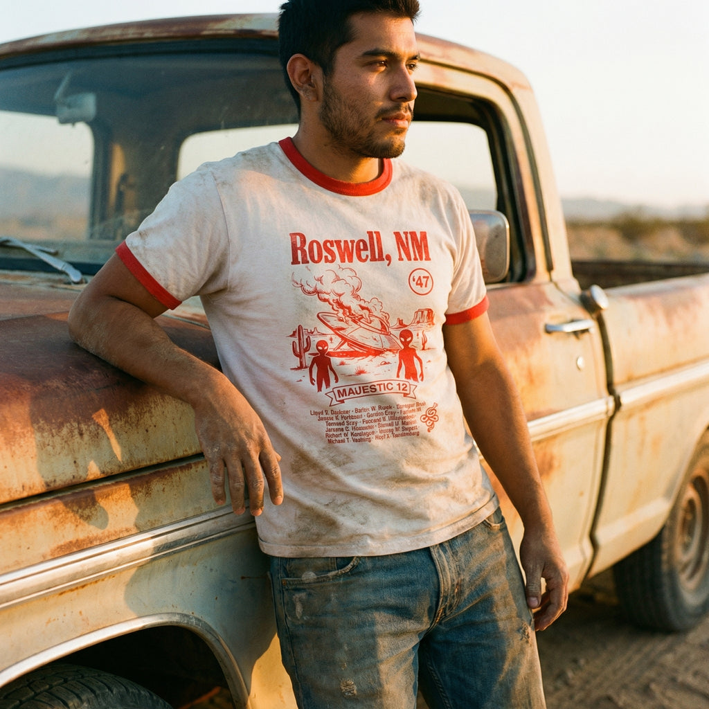 Roswell, NM Alien Crash Retro Ringer Tee