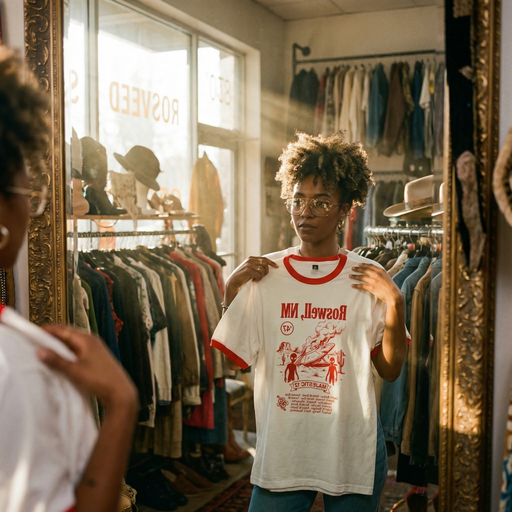 Roswell, NM Alien Crash Retro Ringer Tee