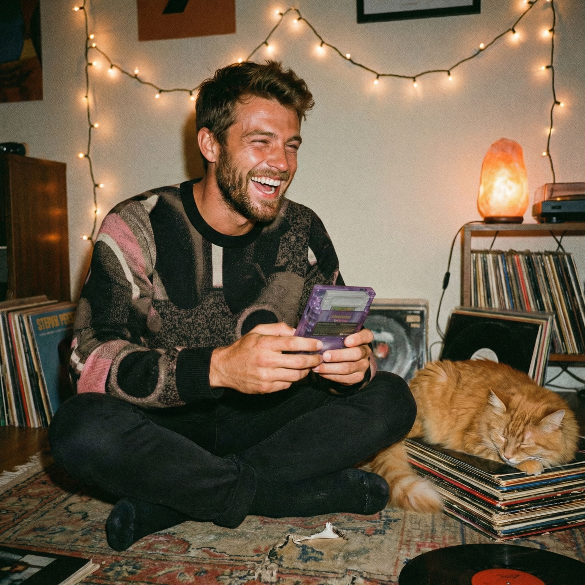 Minoan Abstract Earth-toned Retro-Futurist Jacquard Sweater — Ancient Future Geometric Knit Pullover