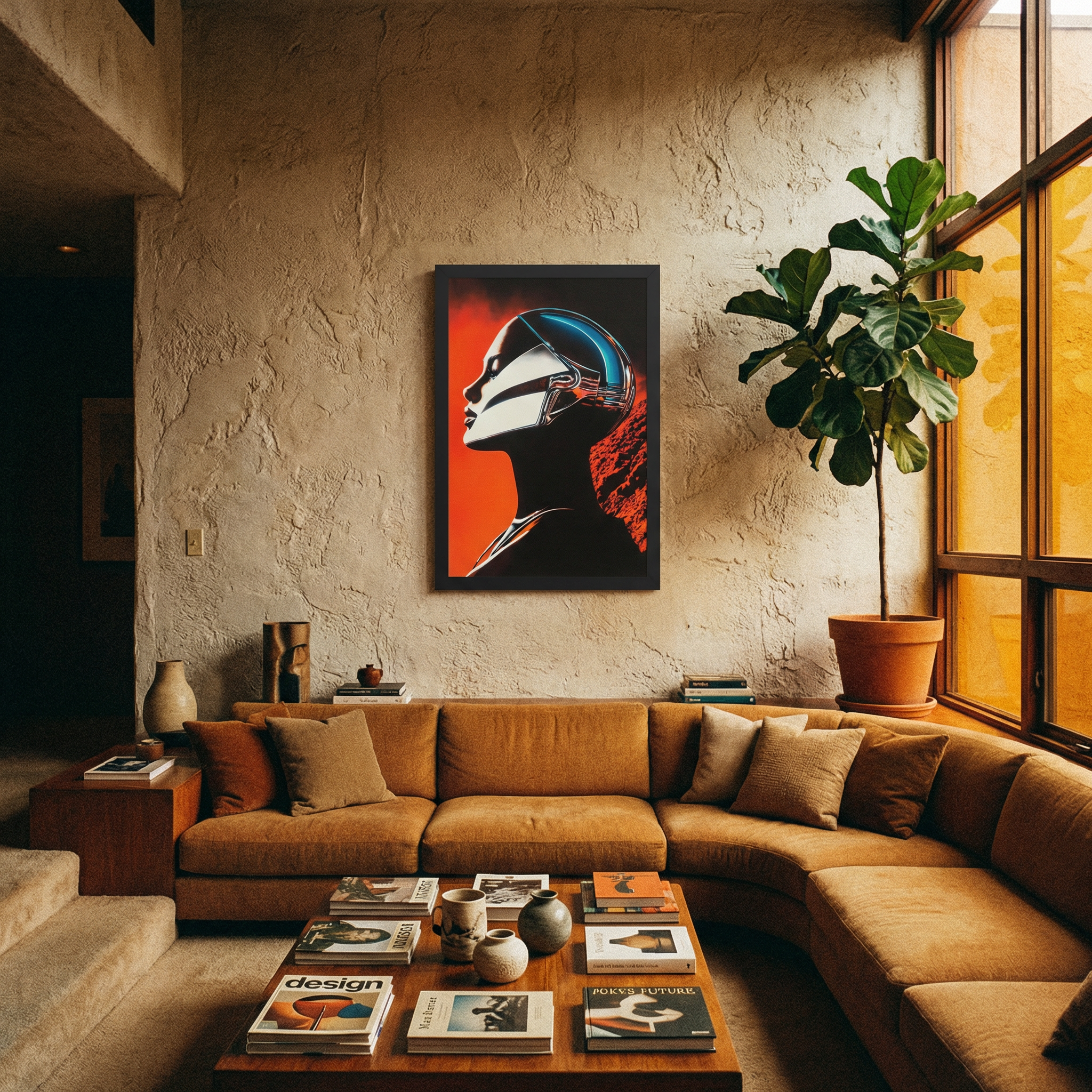 Planar Girl | Retro-Futuristic Android Woman Framed Poster | Desolate Planet Sci-Fi Wall Art