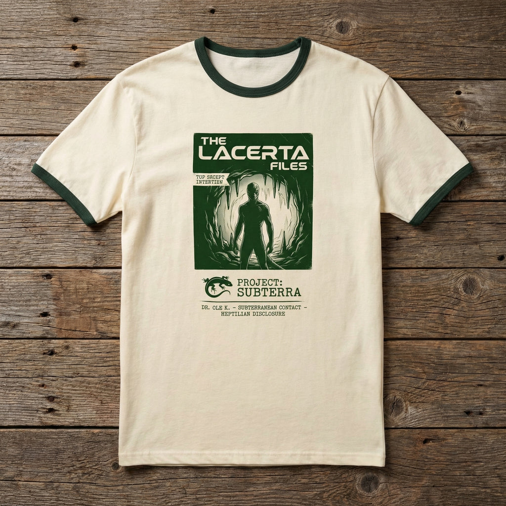 Lacerta Files: Project Subterra Reptilian Disclosure Unisex Ringer Tee | Orbital Archive