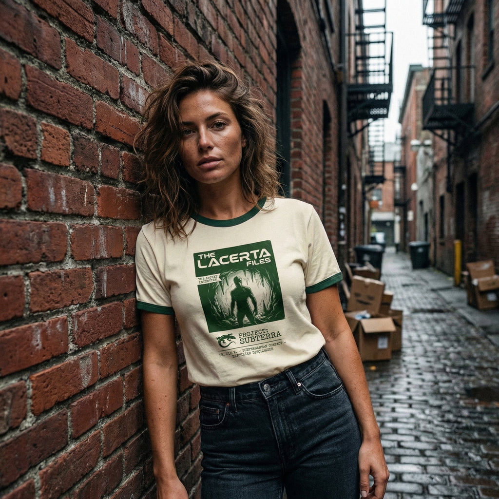 Lacerta Files: Project Subterra Reptilian Disclosure Unisex Ringer Tee | Orbital Archive