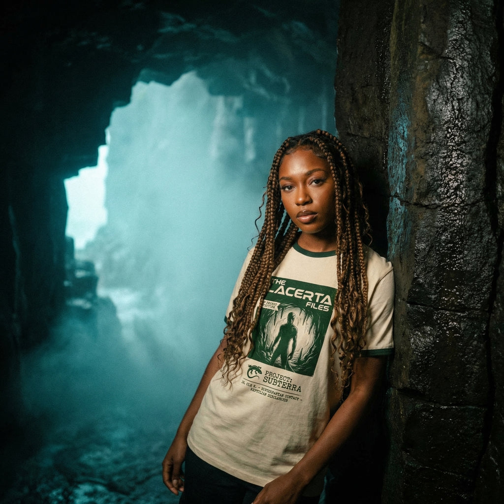 Lacerta Files: Project Subterra Reptilian Disclosure Unisex Ringer Tee | Orbital Archive