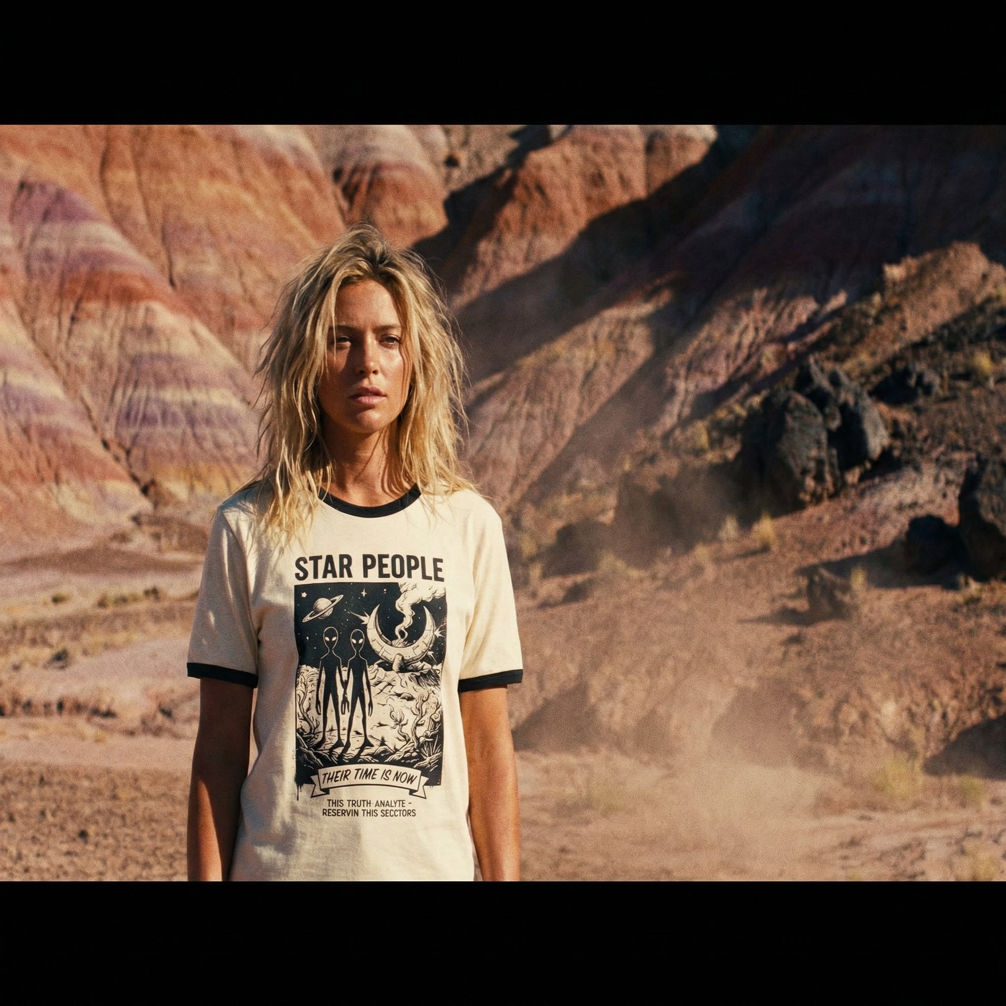 Star People Retro Sci-Fi Ringer T-Shirt - Ancient Celestial Ancestors Vintage Unisex Tee