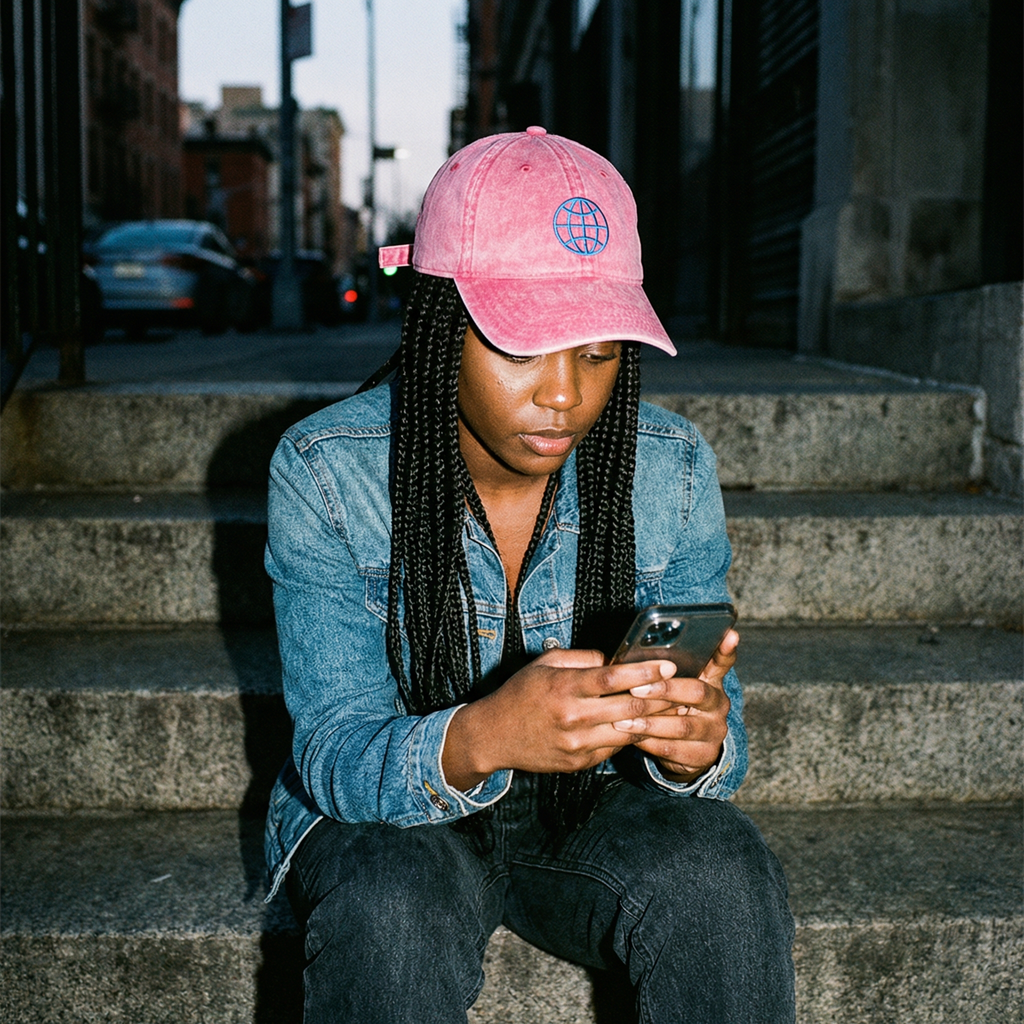 Orbital Archive Globe with Meridians Vintage Dad Hat - Distressed Cotton Twill Cap