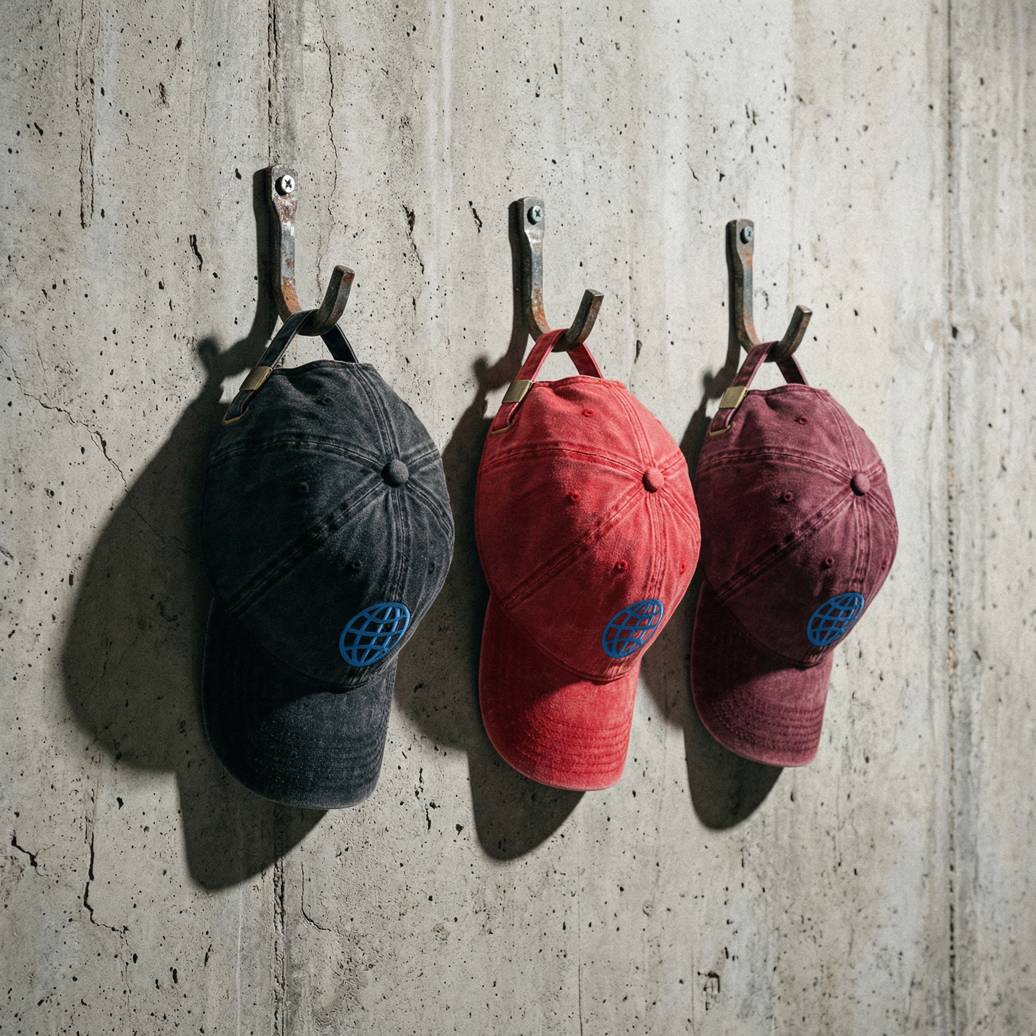 Orbital Archive Globe with Meridians Vintage Dad Hat - Distressed Cotton Twill Cap