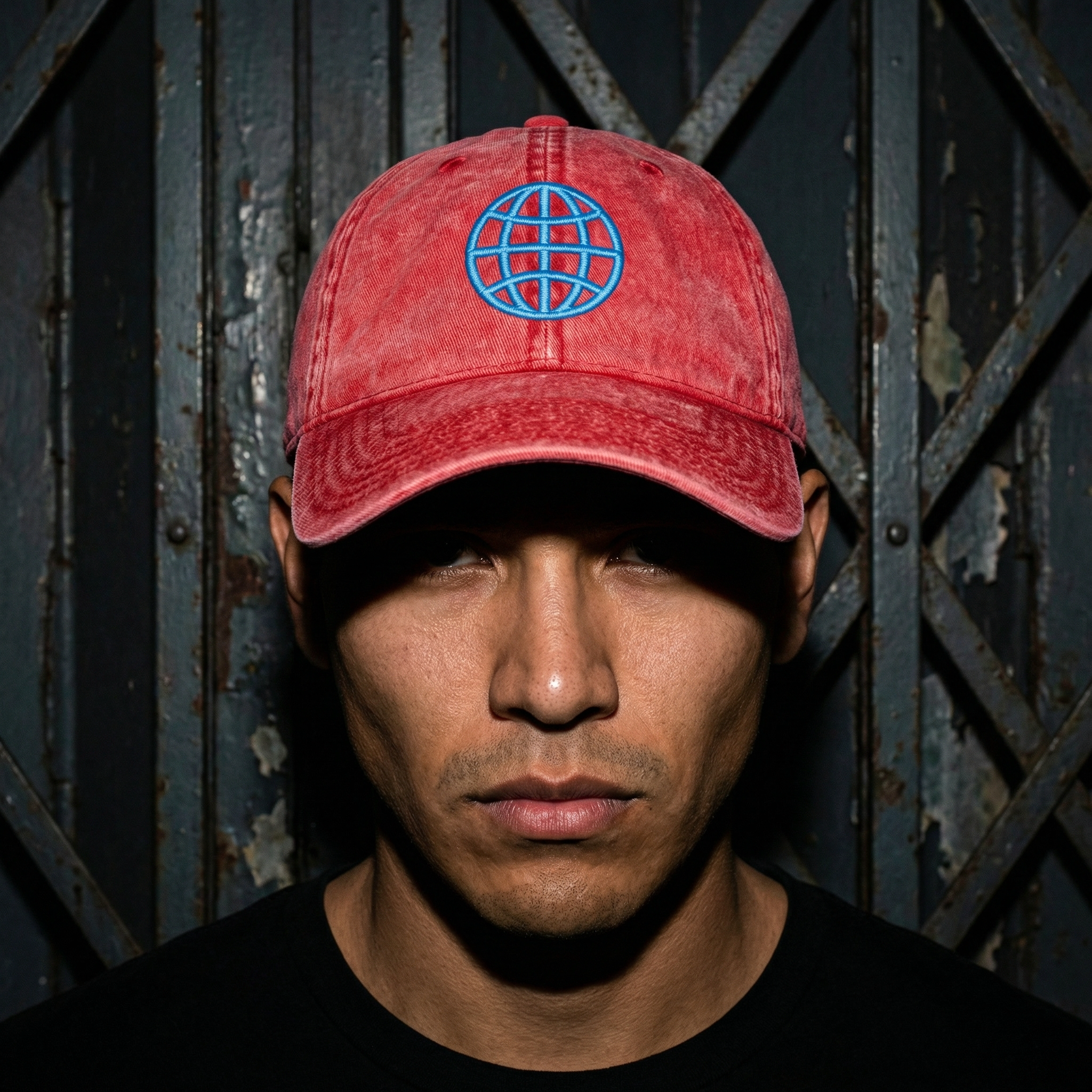 Orbital Archive Globe with Meridians Vintage Dad Hat - Distressed Cotton Twill Cap