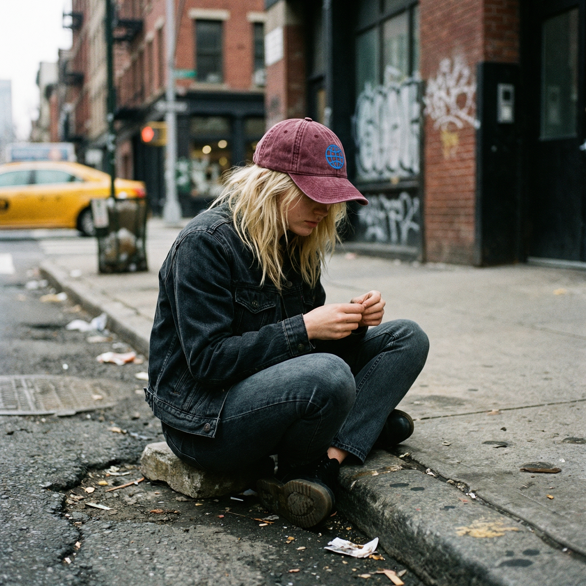 Orbital Archive Globe with Meridians Vintage Dad Hat - Distressed Cotton Twill Cap