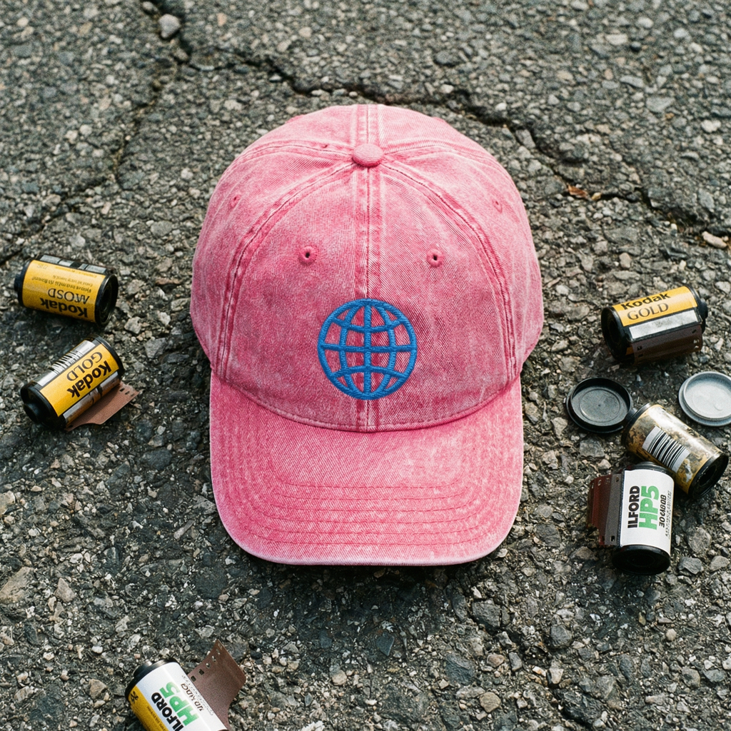 Orbital Archive Globe with Meridians Vintage Dad Hat - Distressed Cotton Twill Cap