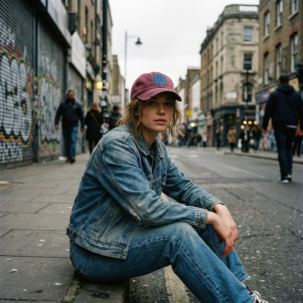 Orbital Archive Globe with Meridians Vintage Dad Hat - Distressed Cotton Twill Cap