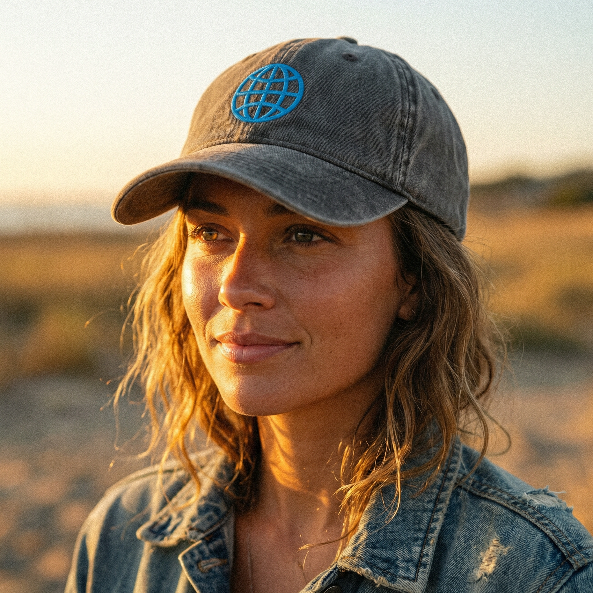 Orbital Archive Globe with Meridians Vintage Dad Hat - Distressed Cotton Twill Cap