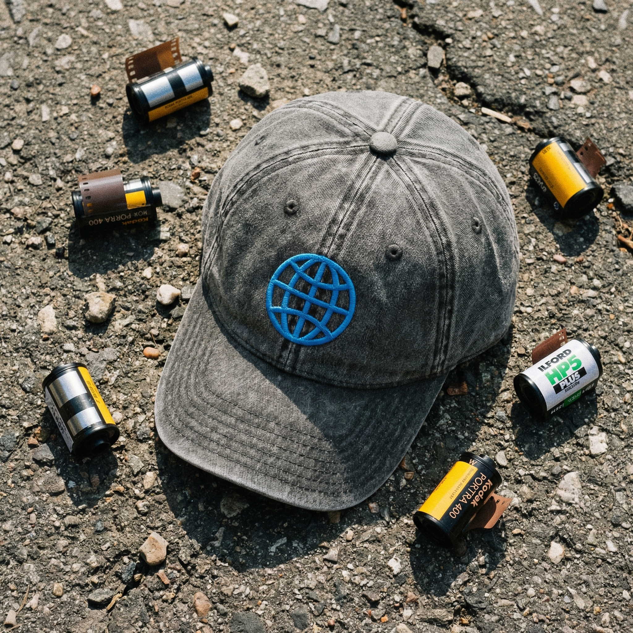 Orbital Archive Globe with Meridians Vintage Dad Hat - Distressed Cotton Twill Cap