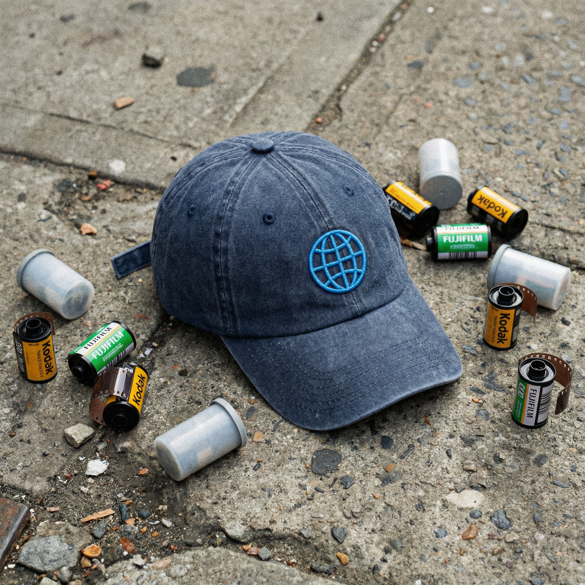 Orbital Archive Globe with Meridians Vintage Dad Hat - Distressed Cotton Twill Cap