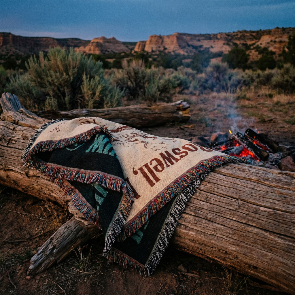 Roswell NM UFO Crash Woven Blanket | Alien Spacecraft Throw