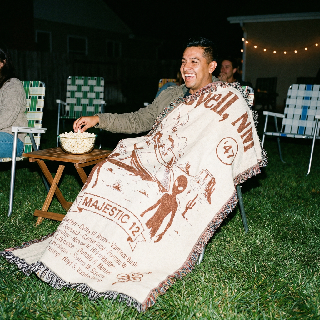 Roswell NM UFO Crash Woven Blanket | Alien Spacecraft Throw