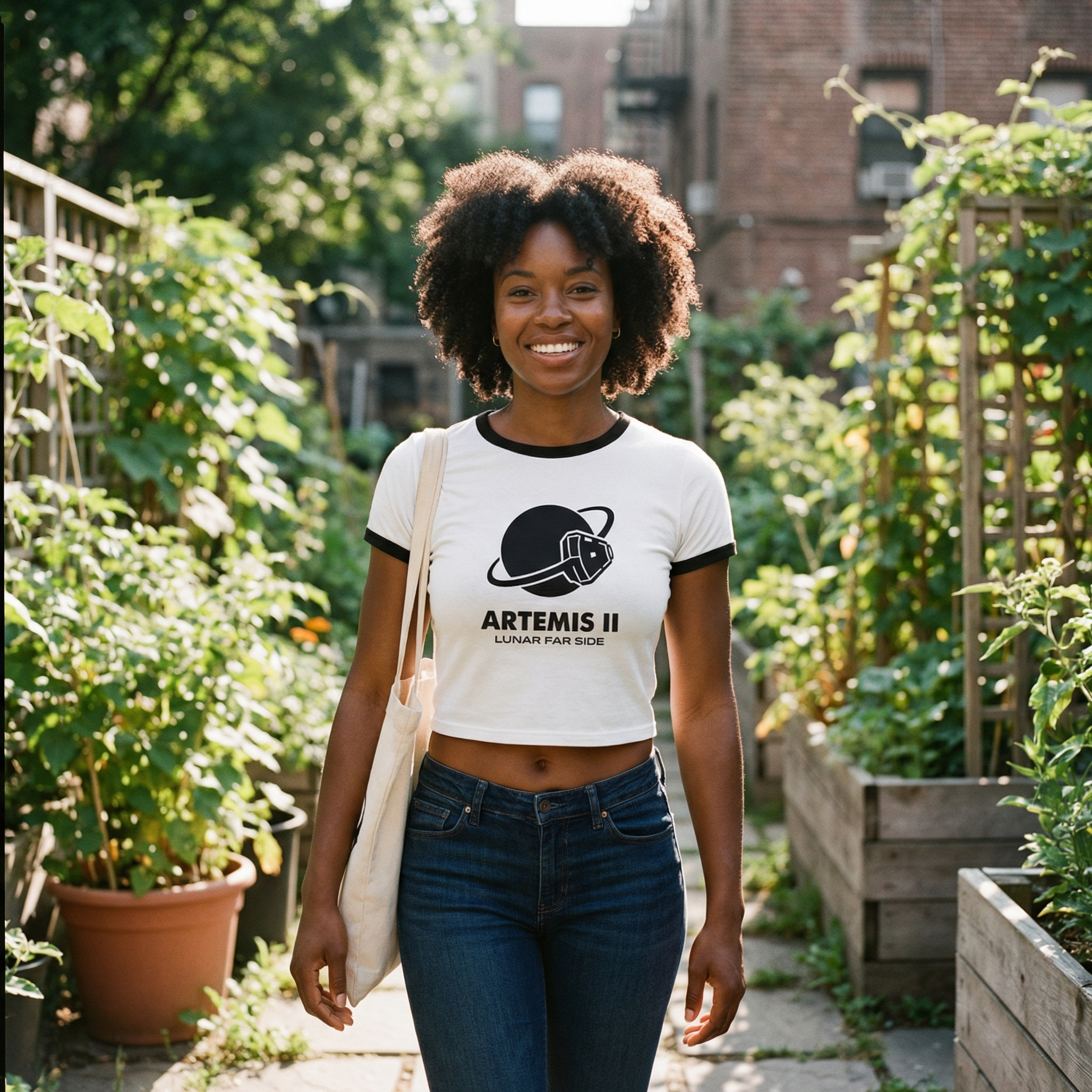 Artemis II Moon Mission Women's Cropped Ringer Tee // Lunar Far Side Trajectory // 2026 NASA Orion Crewed Flight // Retro 70s Style Space Shirt