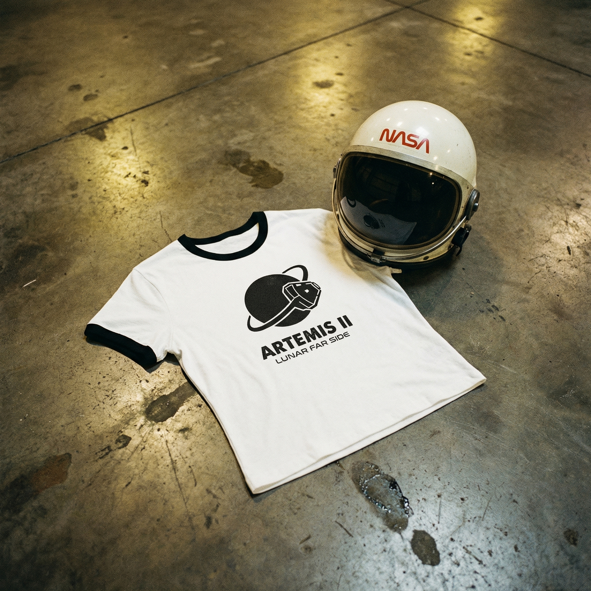 Artemis II Moon Mission Women's Cropped Ringer Tee // Lunar Far Side Trajectory // 2026 NASA Orion Crewed Flight // Retro 70s Style Space Shirt