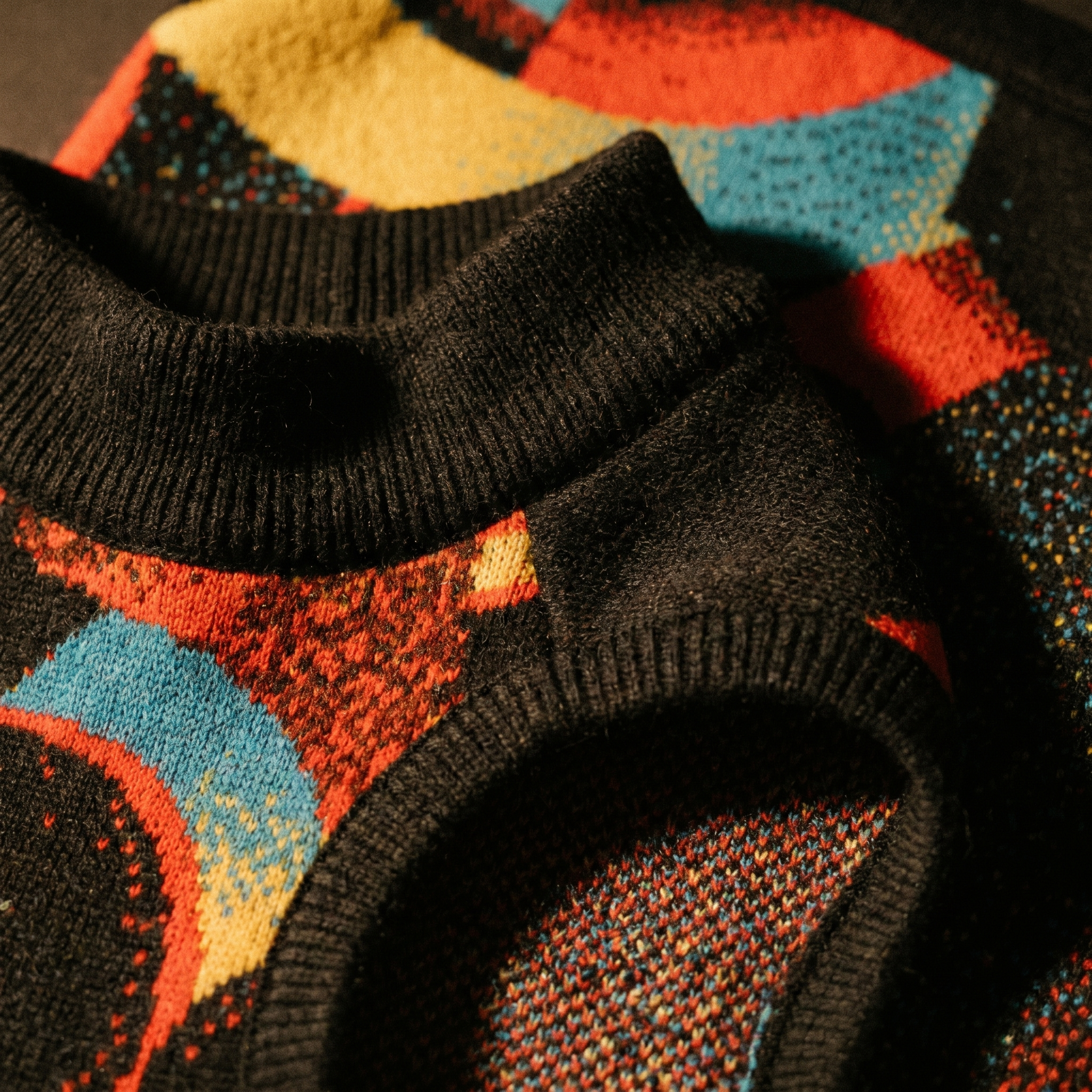 Minoan Abstract Retro-Futurist Jacquard Pet Sweater — Ancient Future Geometric Knitted Pet Sweater
