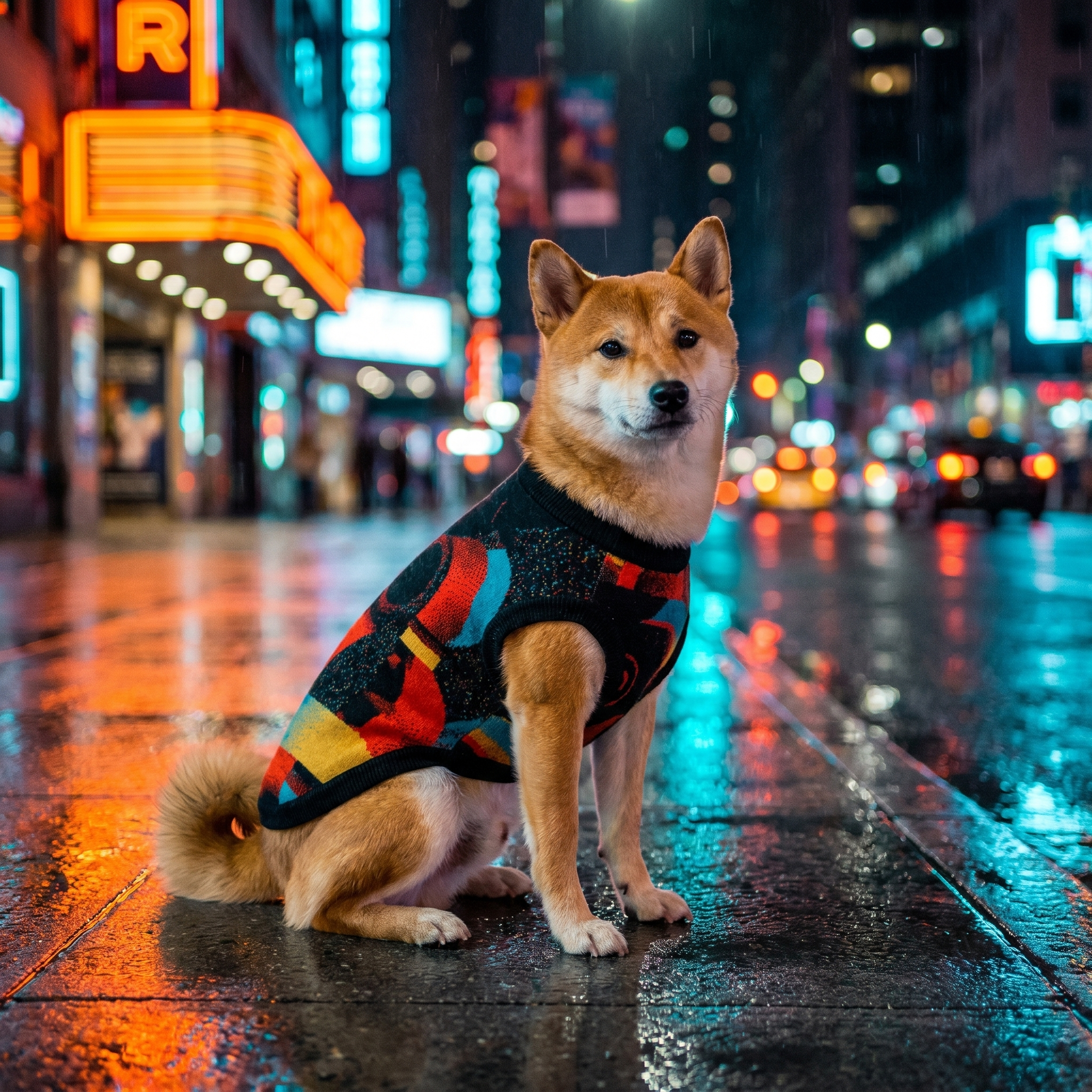 Minoan Abstract Retro-Futurist Jacquard Pet Sweater — Ancient Future Geometric Knitted Pet Sweater