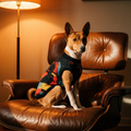Minoan Abstract Retro-Futurist Jacquard Pet Sweater — Ancient Future Geometric Knitted Pet Sweater