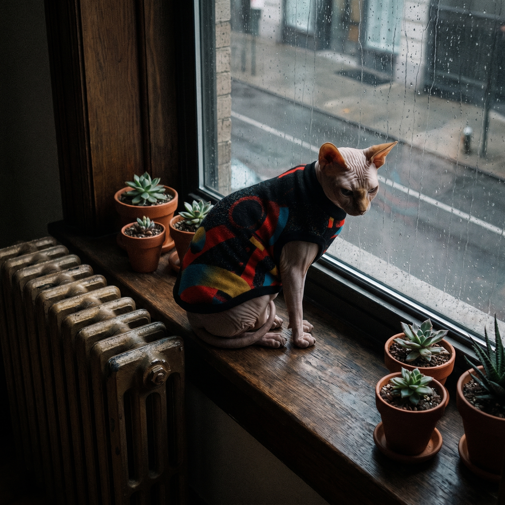 Minoan Abstract Retro-Futurist Jacquard Pet Sweater — Ancient Future Geometric Knitted Pet Sweater