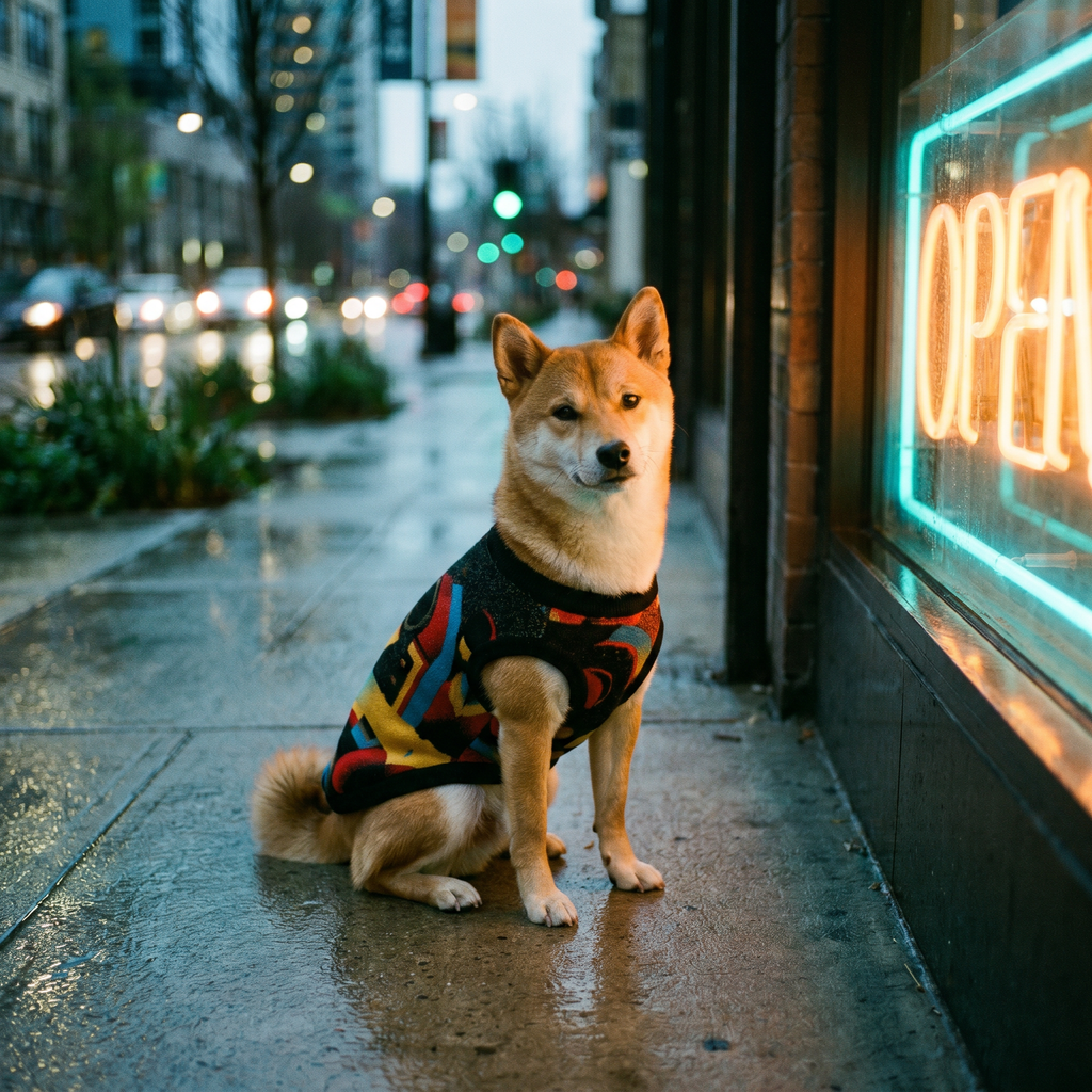 Minoan Abstract Retro-Futurist Jacquard Pet Sweater — Ancient Future Geometric Knitted Pet Sweater