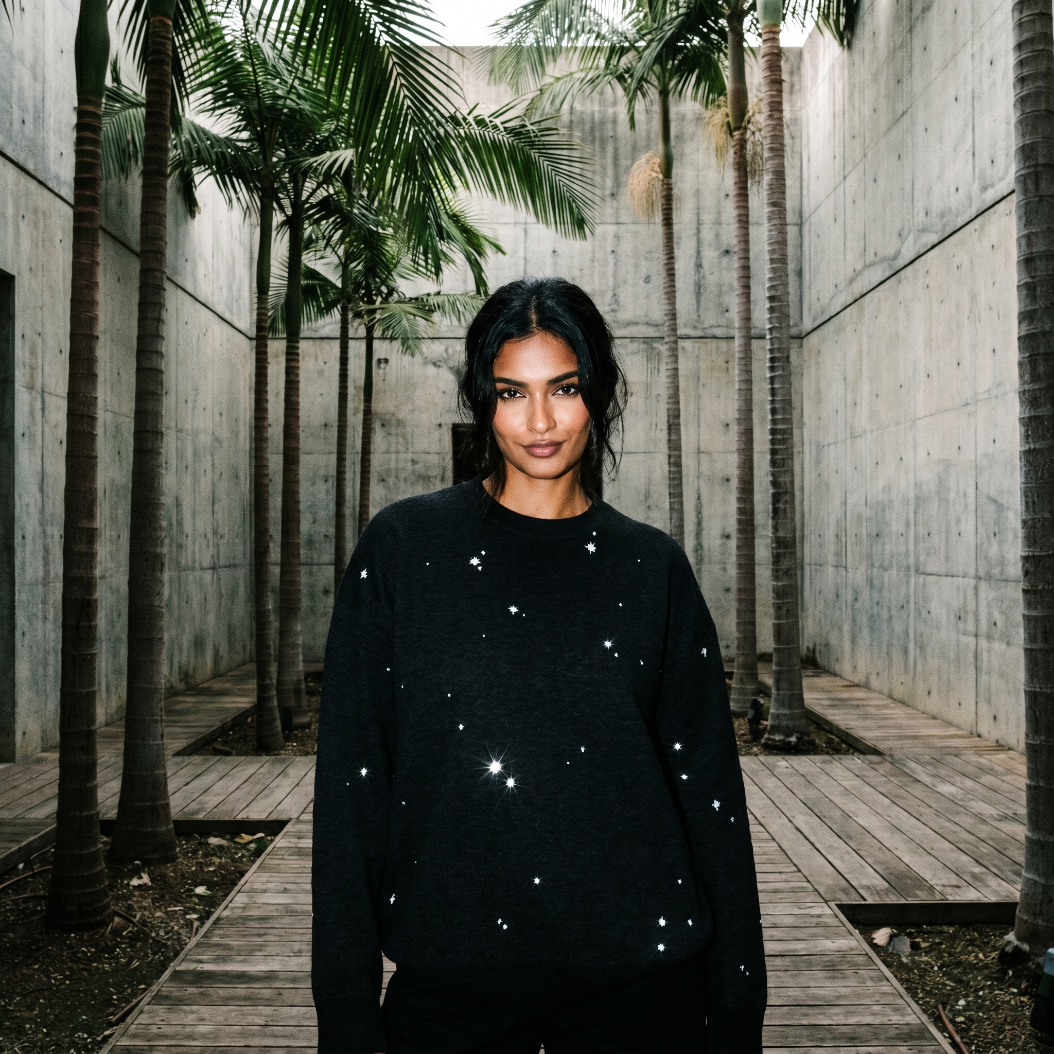 Starry Night Sky Jacquard Knit Sweater | Retro Space Aesthetic Celestial Pullover | Relaxed Fit Unisex Streetwear