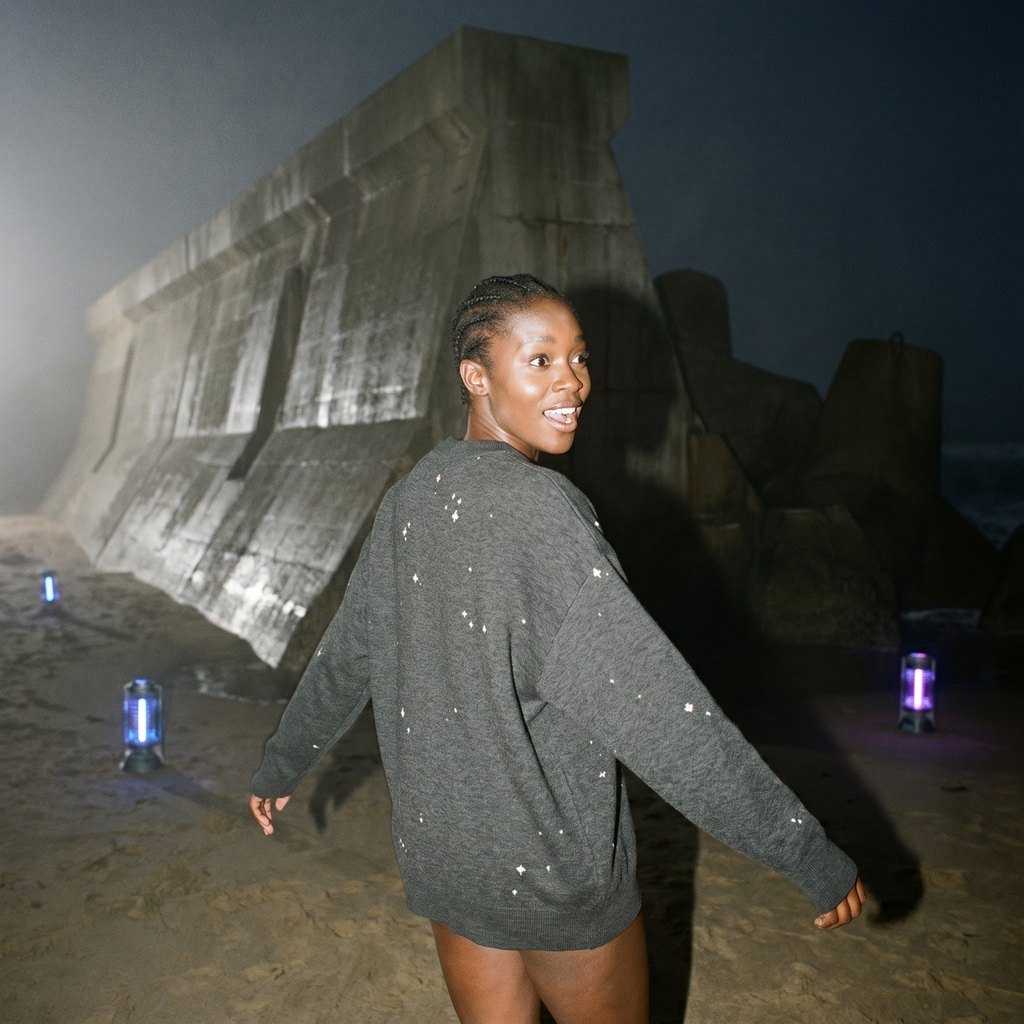 Starry Night Sky Jacquard Knit Sweater | Retro Space Aesthetic Celestial Pullover | Relaxed Fit Unisex Streetwear