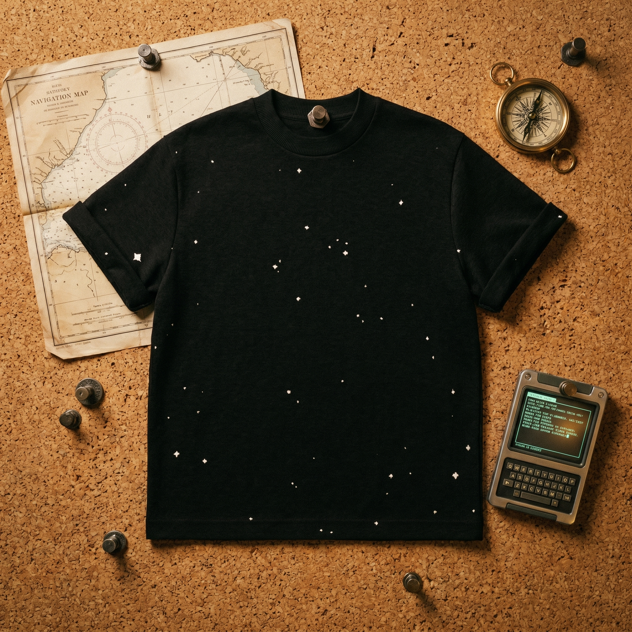 Starry Night Sky Jacquard Knit T-shirt | Retro Space Aesthetic Celestial Tee | Classic Fit Unisex Streetwear