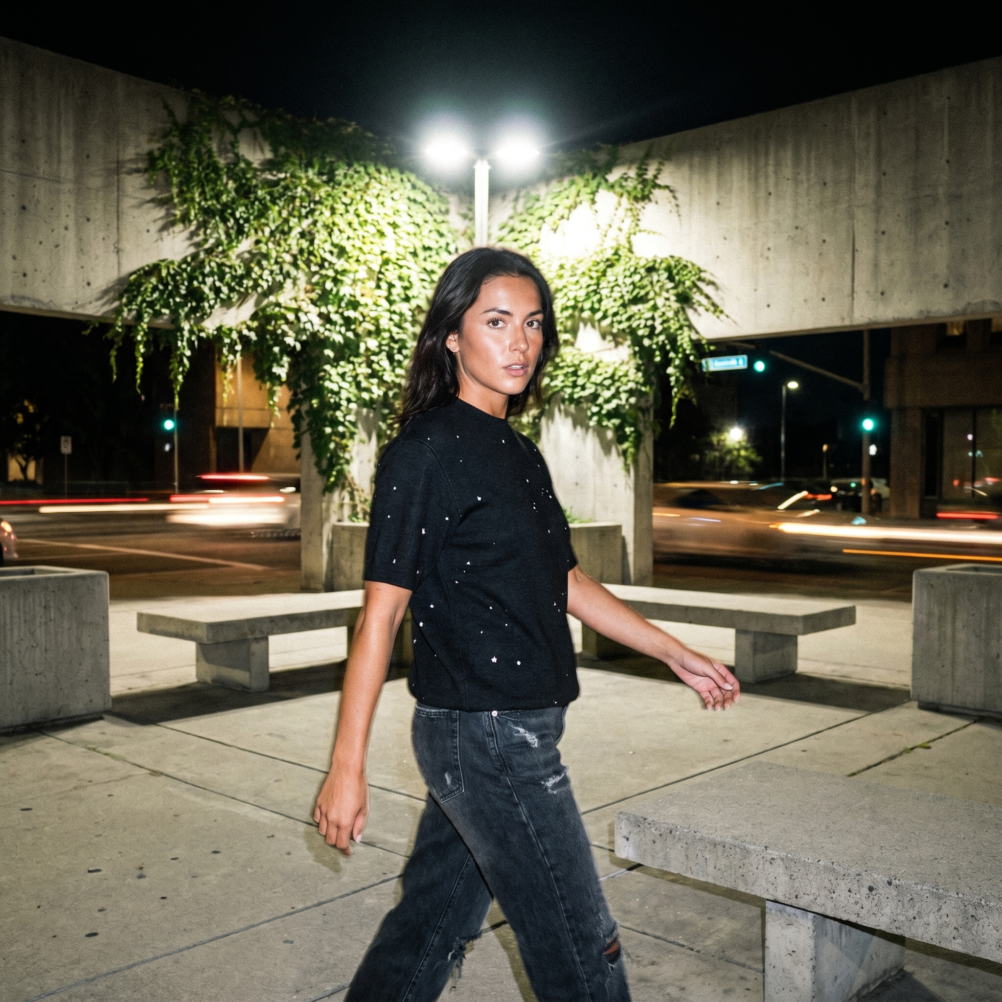 Starry Night Sky Jacquard Knit T-shirt | Retro Space Aesthetic Celestial Tee | Classic Fit Unisex Streetwear