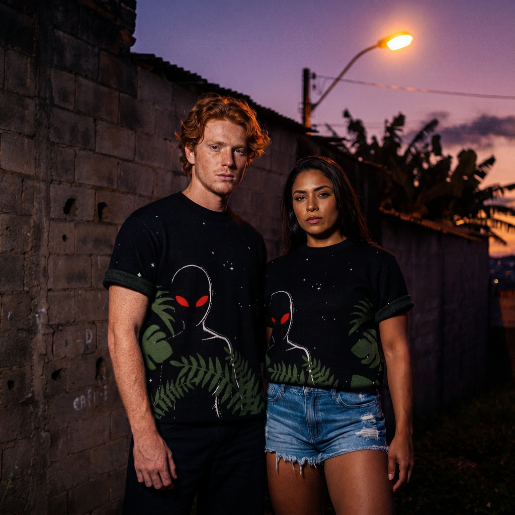 Varginha Alien Jacquard Knit T-Shirt | Retro Sci-Fi Heavyweight Knitted Streetwear | 1996 Brazil UFO Mystery