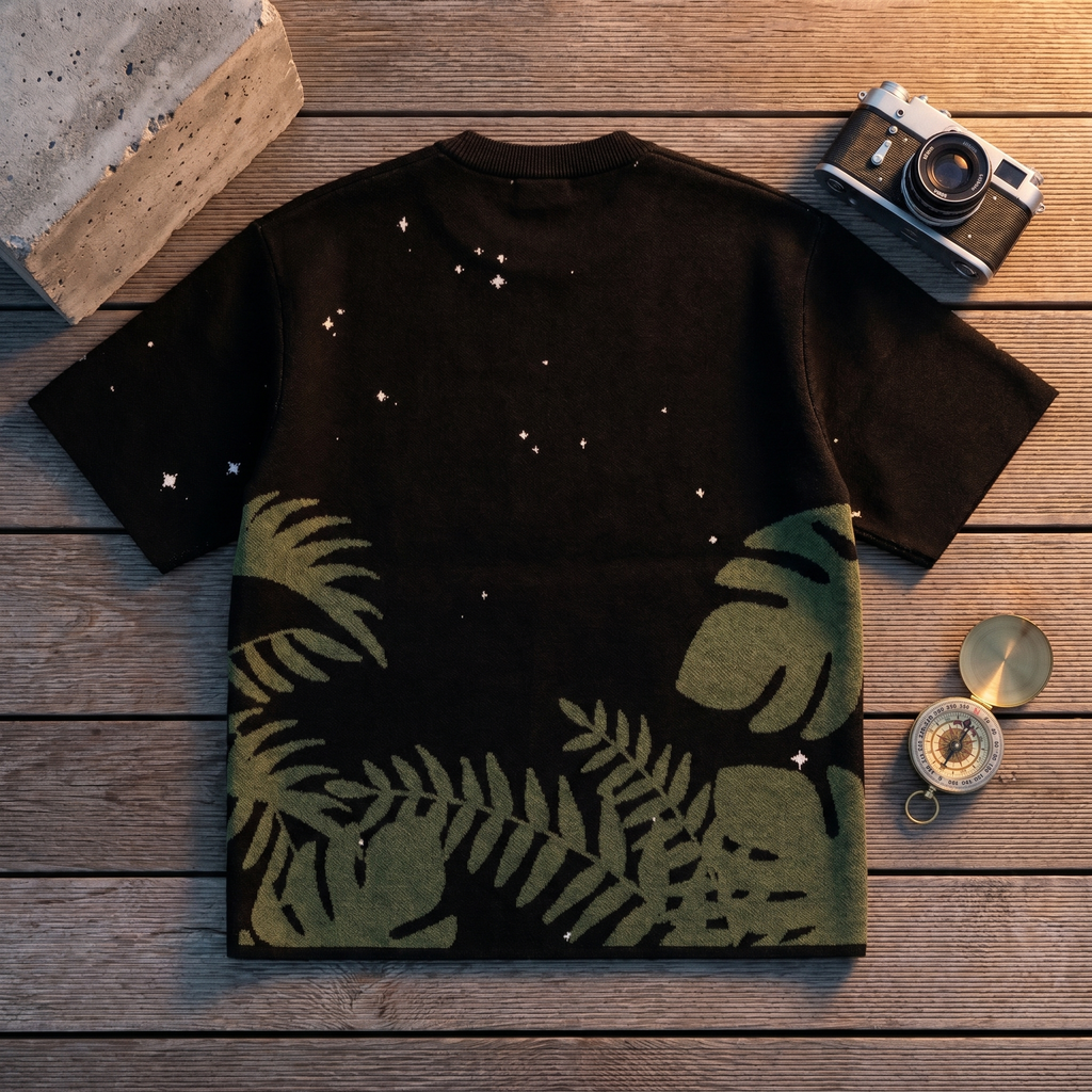 Varginha Alien Jacquard Knit T-Shirt | Retro Sci-Fi Heavyweight Knitted Streetwear | 1996 Brazil UFO Mystery