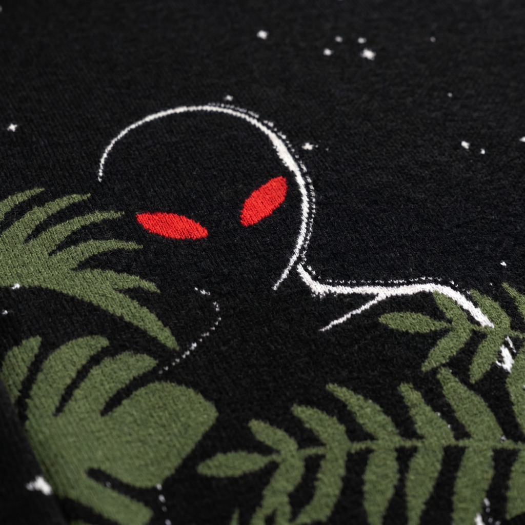 Varginha Alien Relaxed Fit Jacquard Knit Sweater | Retro Sci-Fi Heavyweight Knitted Streetwear | 1996 Brazil UFO Mystery