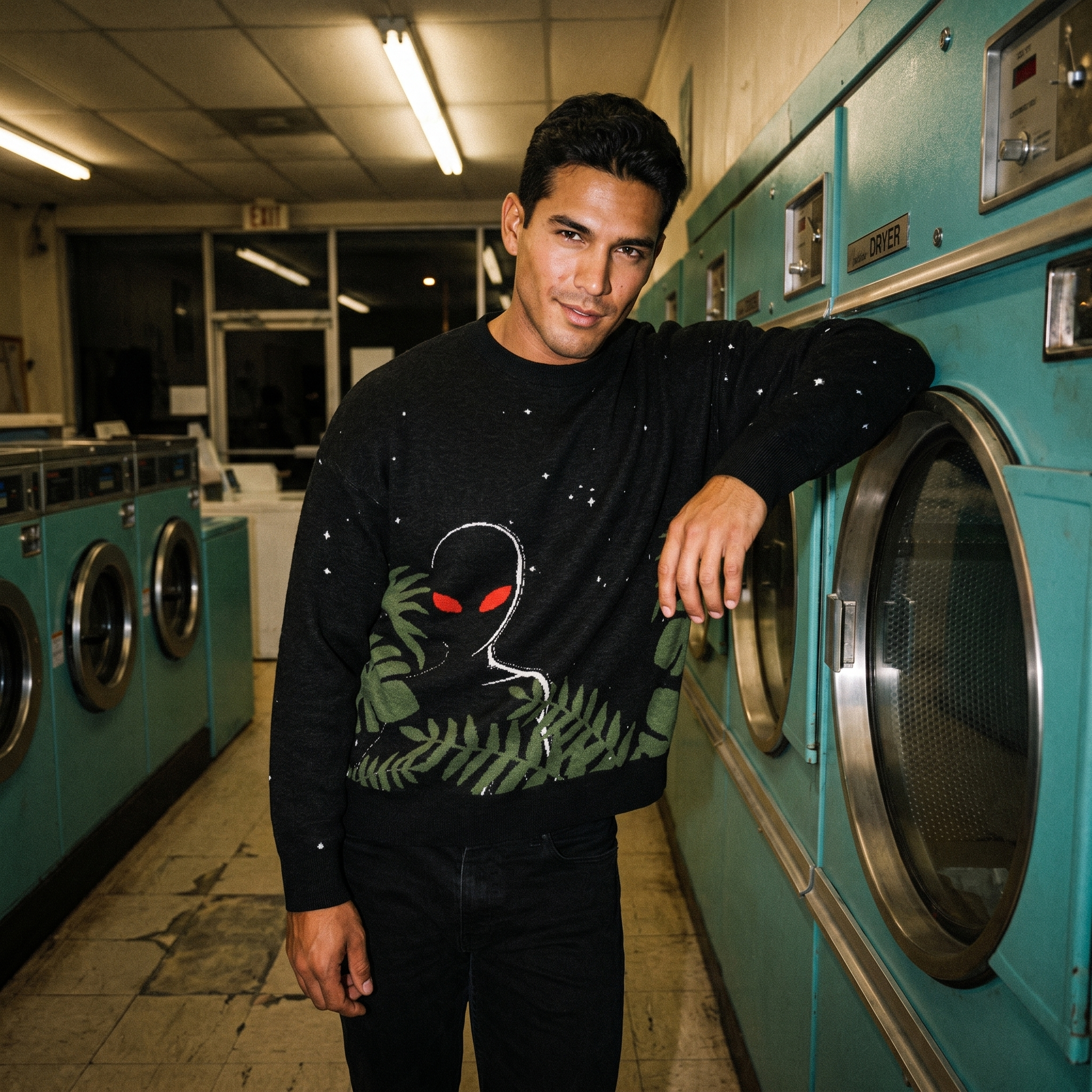 Varginha Alien Relaxed Fit Jacquard Knit Sweater | Retro Sci-Fi Heavyweight Knitted Streetwear | 1996 Brazil UFO Mystery
