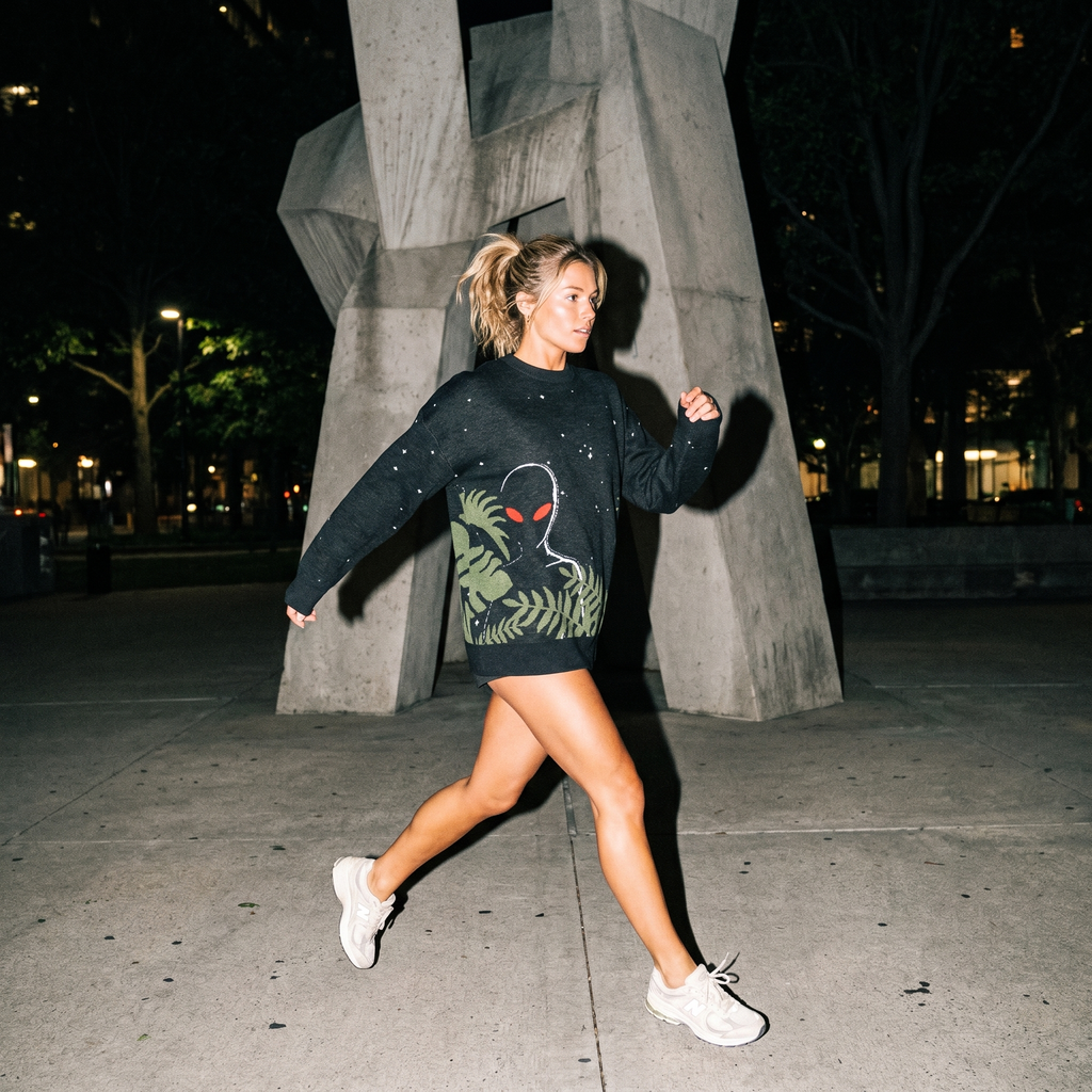 Varginha Alien Relaxed Fit Jacquard Knit Sweater | Retro Sci-Fi Heavyweight Knitted Streetwear | 1996 Brazil UFO Mystery