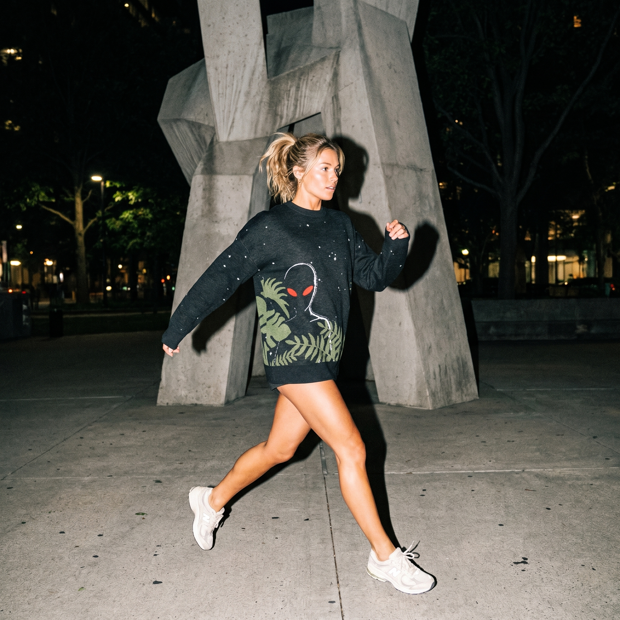 Varginha Alien Relaxed Fit Jacquard Knit Sweater | Retro Sci-Fi Heavyweight Knitted Streetwear | 1996 Brazil UFO Mystery