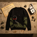 Varginha Alien Relaxed Fit Jacquard Knit Sweater | Retro Sci-Fi Heavyweight Knitted Streetwear | 1996 Brazil UFO Mystery