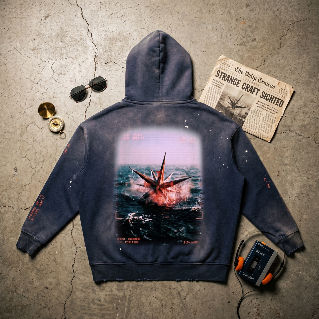 Spiky UFO - Vintage Washed Frayed Fleece Disclosure Hoodie