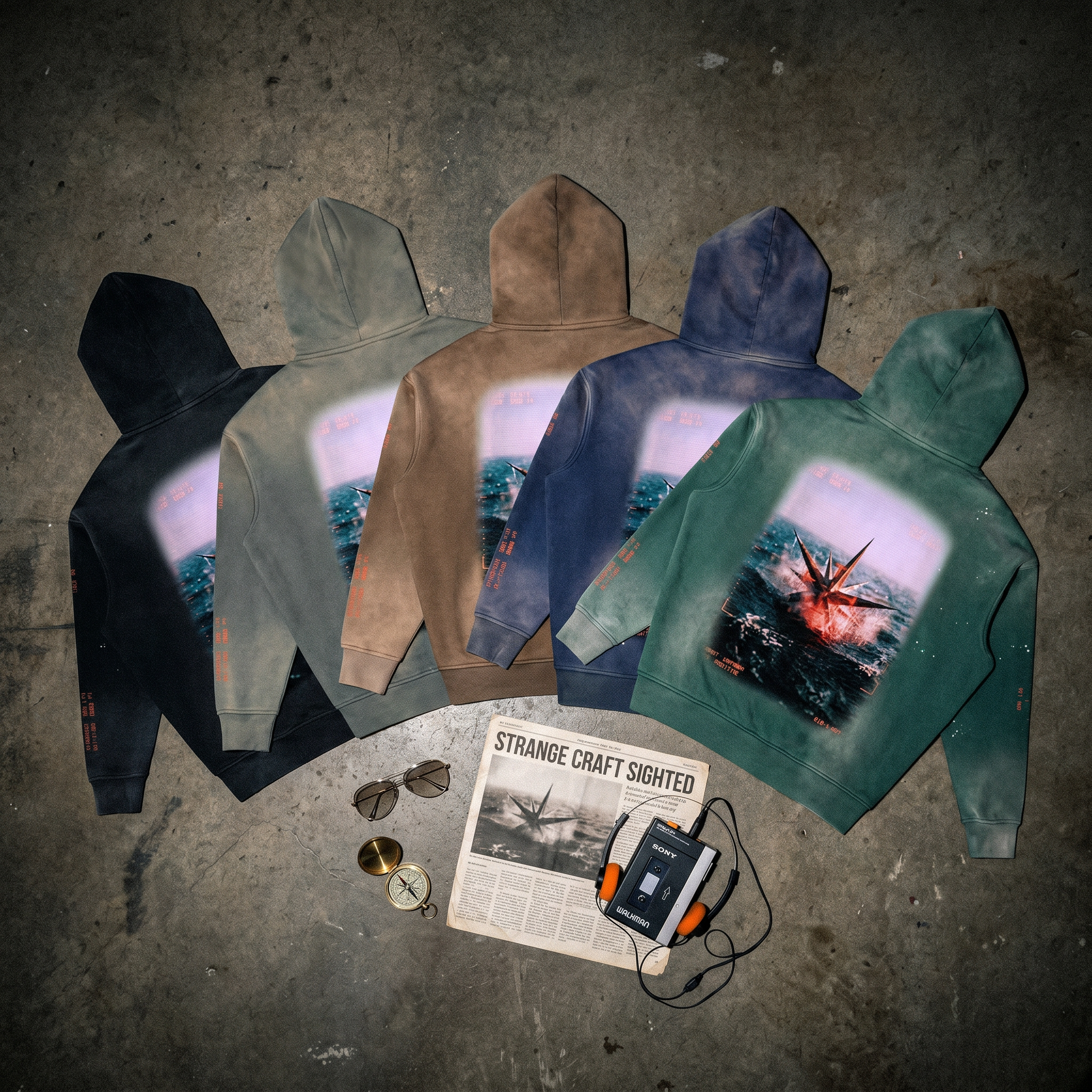 Spiky UFO - Vintage Washed Frayed Fleece Disclosure Hoodie
